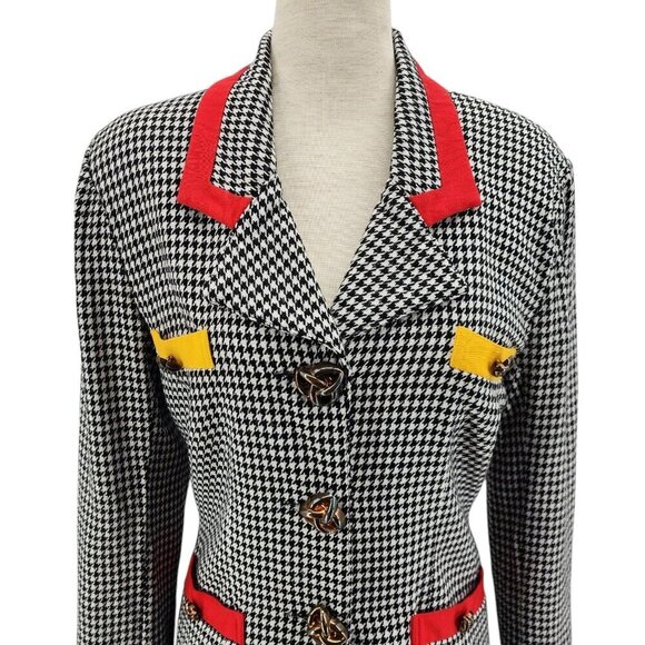 Vintage Audio Connie Anderson Houndstooth Retro Black White Jacket Womens XS - Picture 2 of 11